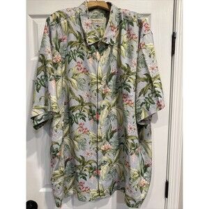 Men’s Light Blue Silk Short Sleeve Shirt By Tommy Bahama- Size 4 XL